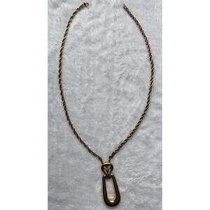 Vintage Trifari Gold Tone Statement Necklace Modernist Pendant Rope Chain 50g